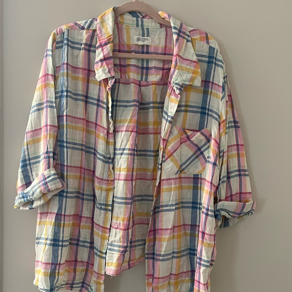 Pastel plaid short sleeve top